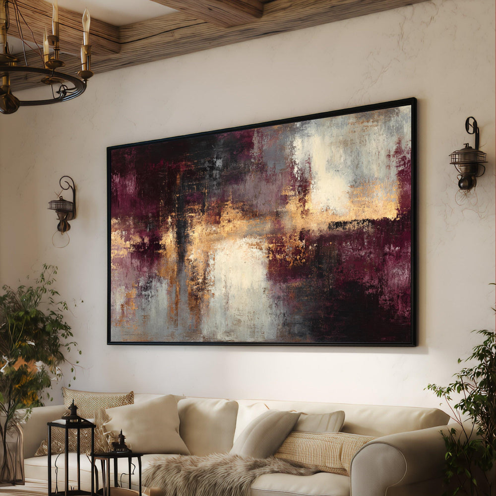 Warm Copper and Burgundy Abstract Canvas Wall Art, Modern Living Room Decoration, Large Contemporary Canvas Painting, Ready to Hang Wall