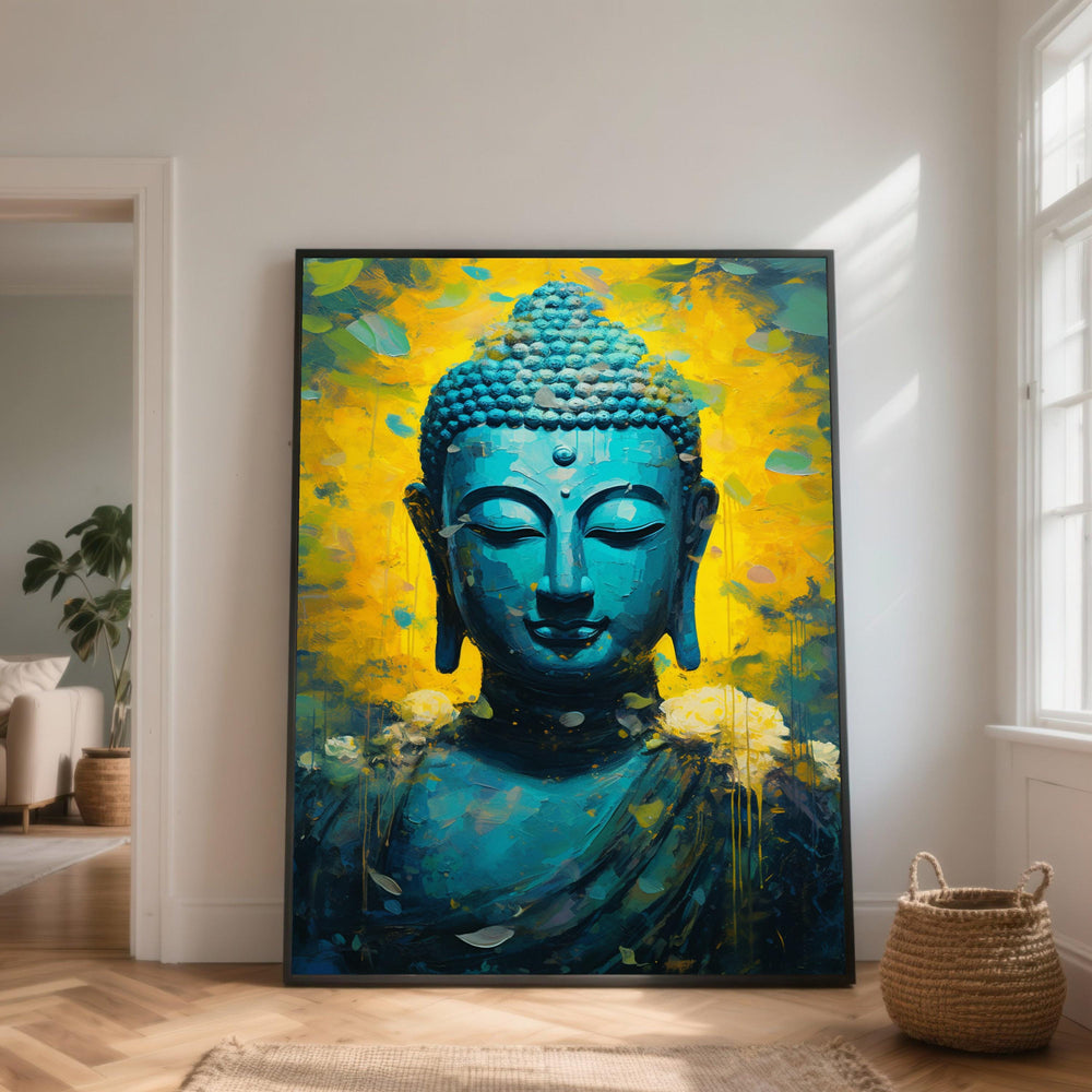 Serene Blue Buddha Canvas, Spiritual Wall Art, Tranquil Meditation Decor, Zen Art Print, Peaceful Home Canvas