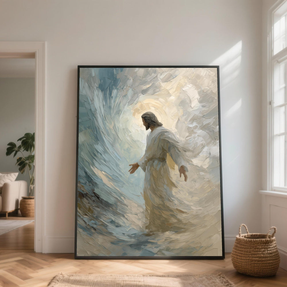 Jesus Walking on Water Canvas, Spiritual Wall Art, Christian Home Décor, Faith Canvas, Holy Religious Painting