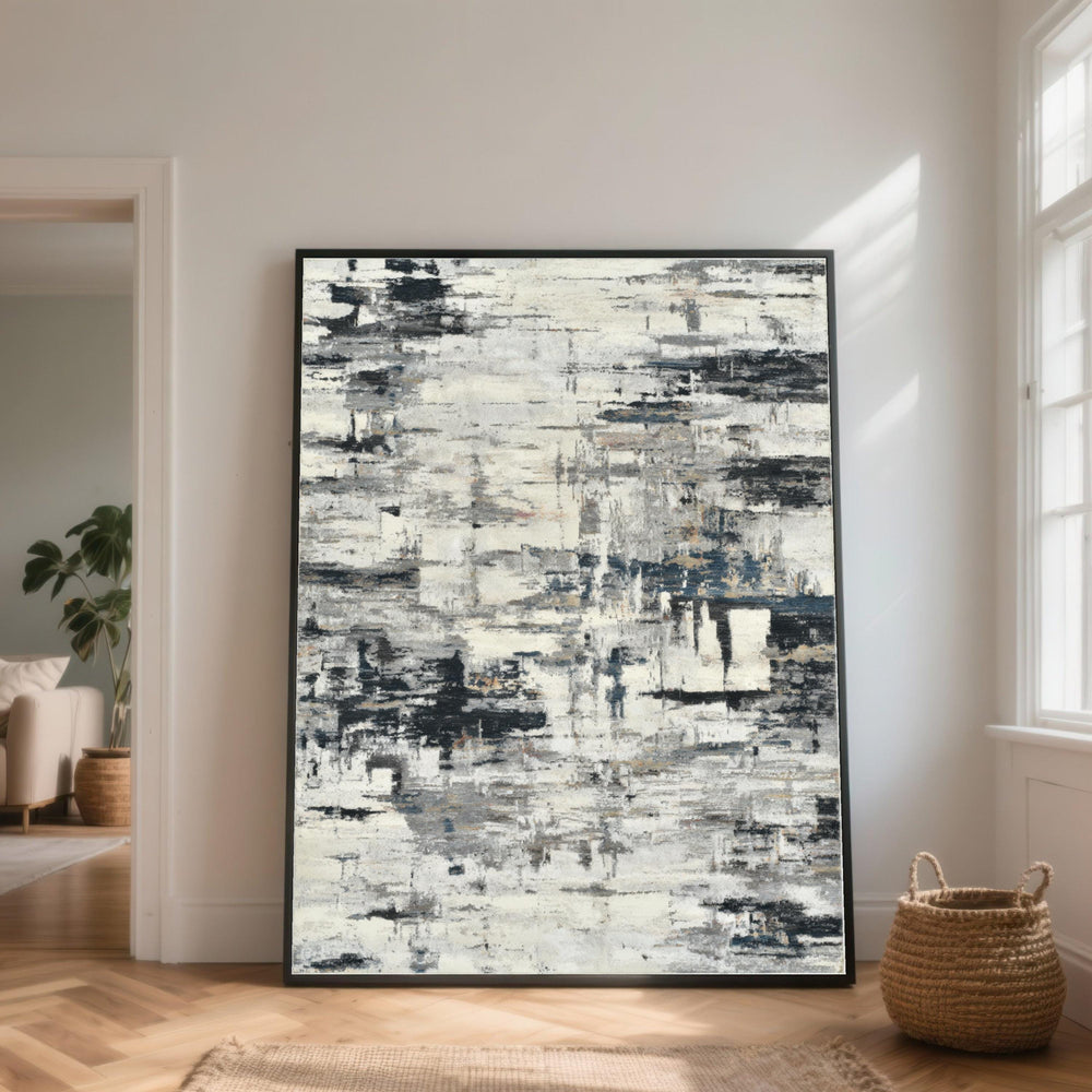 Contemporary Abstract Canvas Wall Art, Neutral Tones Canvas, Modern Gray Black Painting, Urban Style Home Décor, Large Canvas Artwork