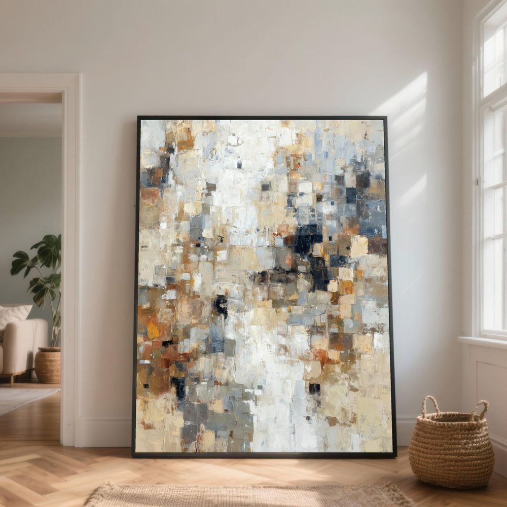 Neutral Tones Abstract Canvas, Modern Geometric Wall Art, Earthy Color Palette, Contemporary Home Decor, Large Canvas Painting