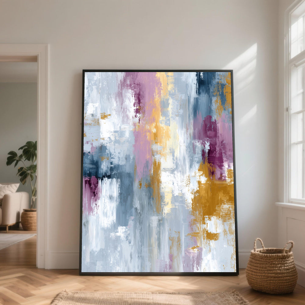 Modern Abstract Canvas Wall Art, Colorful Brush Strokes Design, Contemporary Home Decor, Vertical Abstract Painting on Canvas