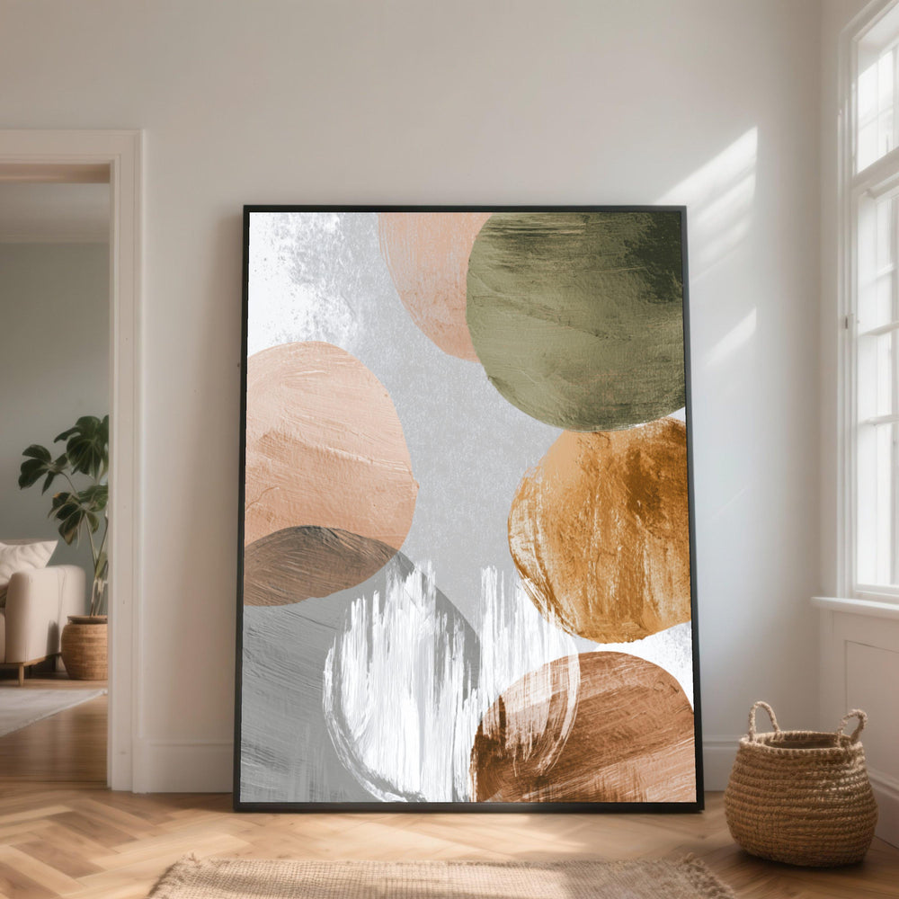 Neutral Abstract Circles Canvas, Earth Tone Wall Art, Modern Minimalist Decor, Contemporary Canvas Painting, Home Living Room Art