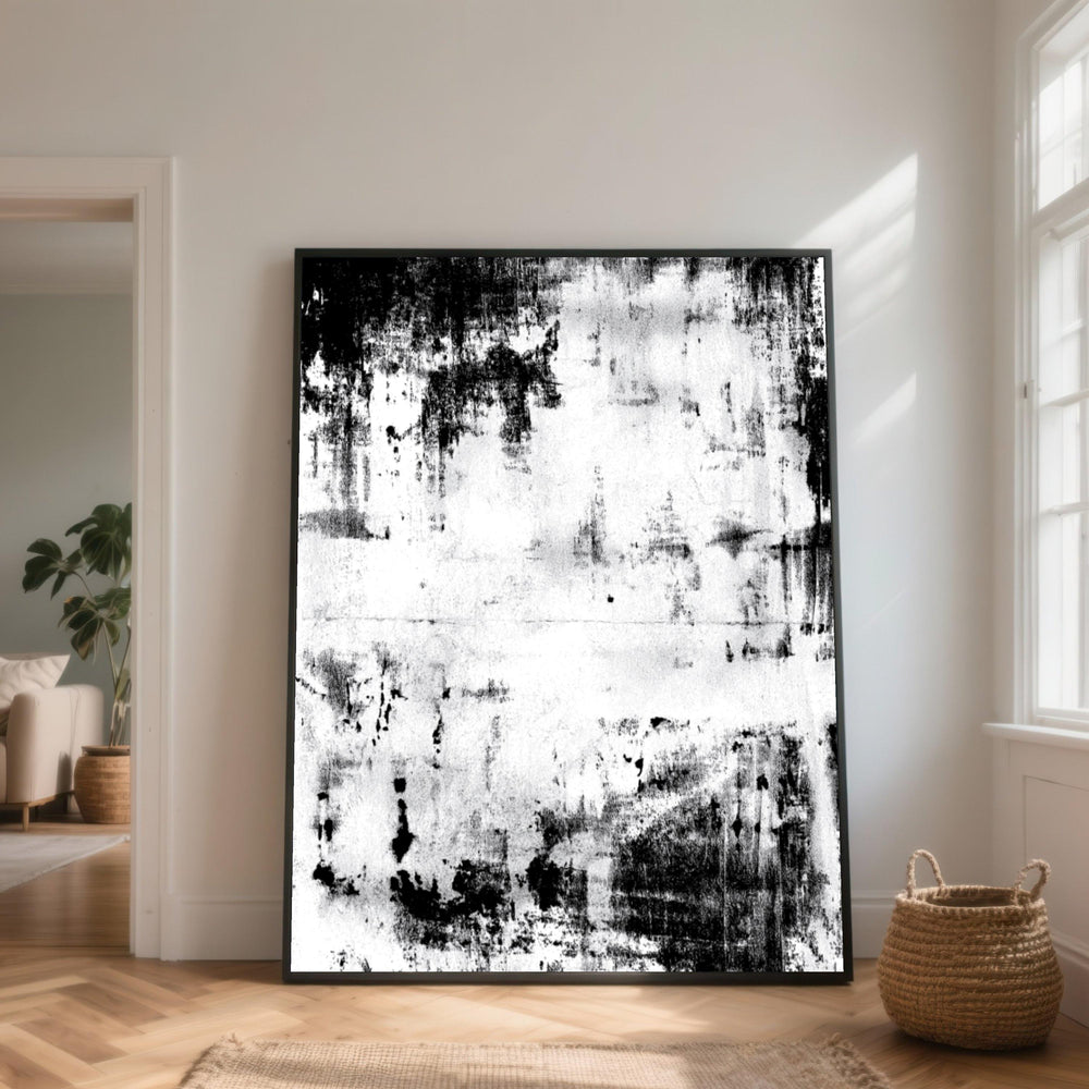 Abstract Canvas Wall Art, Black and White Modern Decor, Minimalist Grunge Style Canvas, Urban Industrial Wall Decoration
