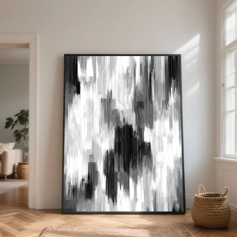 Abstract Lines Canvas, Black and White Wall Art, Modern Geometric Canvas, Vertical Stripe Artwork, Contemporary Home Decor