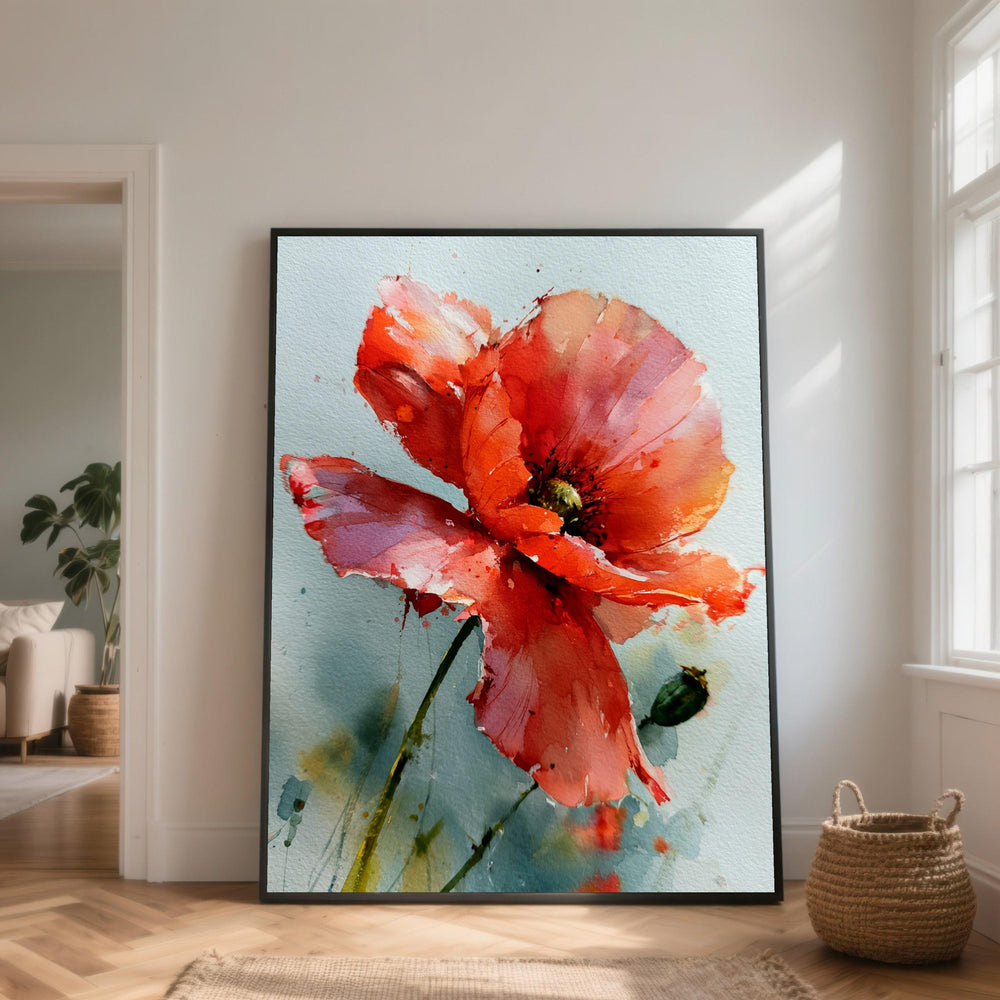 Vibrant Red Poppy Bloom Canvas, Floral Wall Art, Garden Flower Canvas, Bold Botanical Print, Home Decoration Wall Art