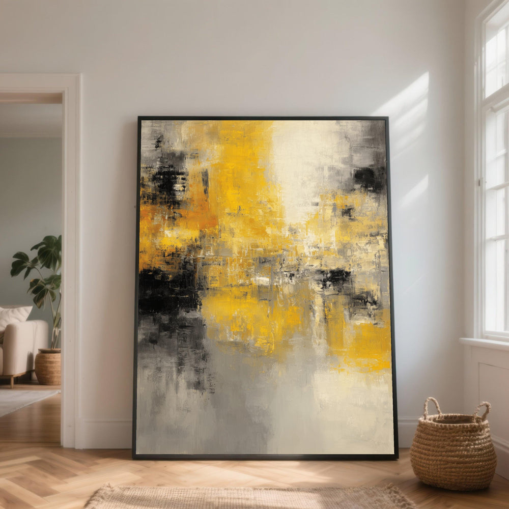 Dawn Abstract Canvas, Contemporary Wall Art, Modern Home Decor, Grey Yellow Painting, Large Canvas Artwork