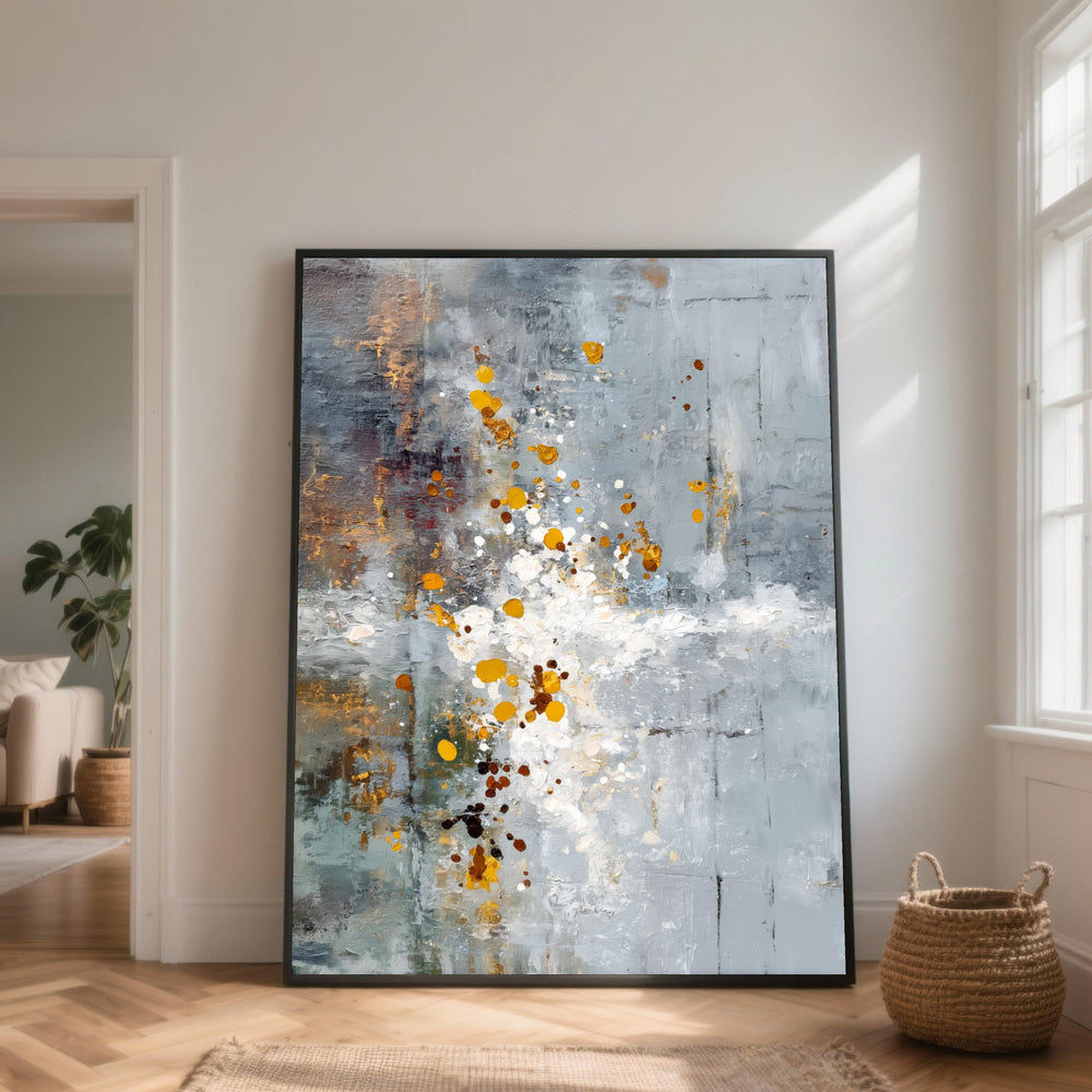 Modern Abstract Canvas Wall Art, Orange and Gray Accent Painting, Contemporary Home Decor, Bold Color Splash Canvas