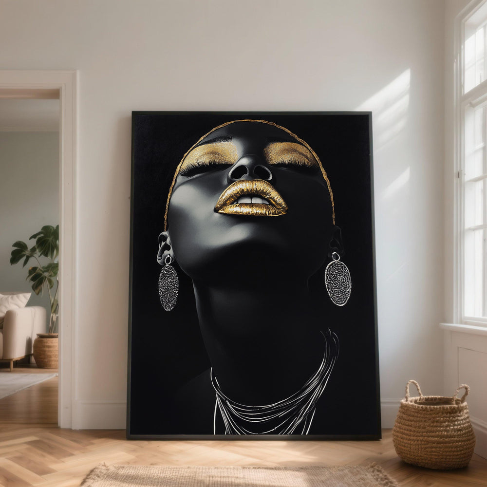 Elegant Black and Portrait Canvas, Glamorous Woman Face Wall Art, Modern Luxury Home Decor, Fashion Statement Canvas, Ready to Hang