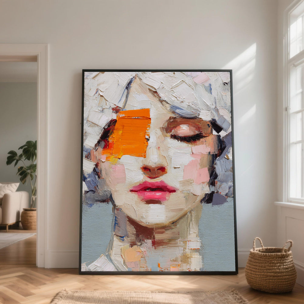 Modern Abstract Portrait Canvas, Female Face Wall Art, Contemporary Home Decoration, Colorful Expression Canvas, Artistic Canvas Print