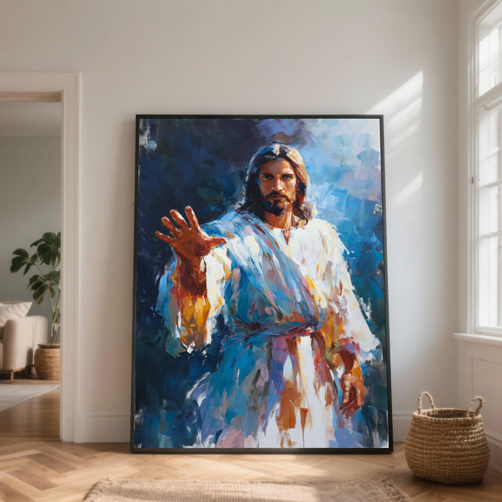 Spiritual Figure with Outstretched Hand Canvas, Religious Wall Art, Inspirational Home Decoration, Jesus Portrait Canvas Art