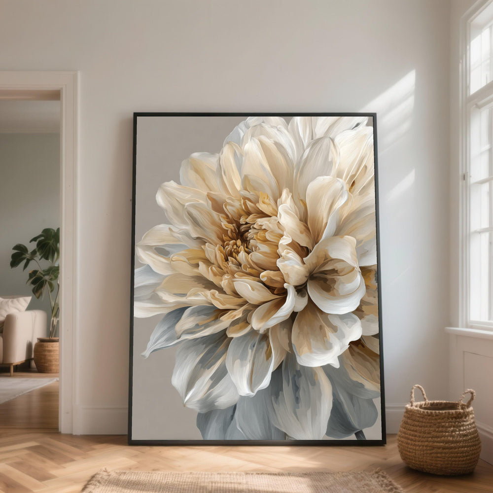 Elegant Beige Peony Canvas, Floral Wall Art, Large Bloom Canvas, Neutral Tones Decoration, Home Living Room Art, Ready to Hang