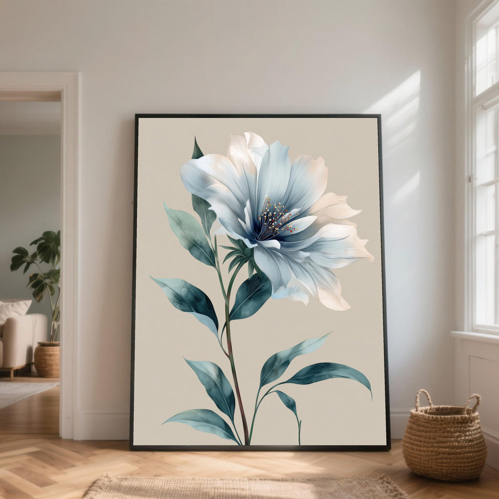Elegant Large Blue Flower Canvas, Botanical Wall Art, Floral Canvas Print, Soft  Home Decoration, Nature Canvas Artwork