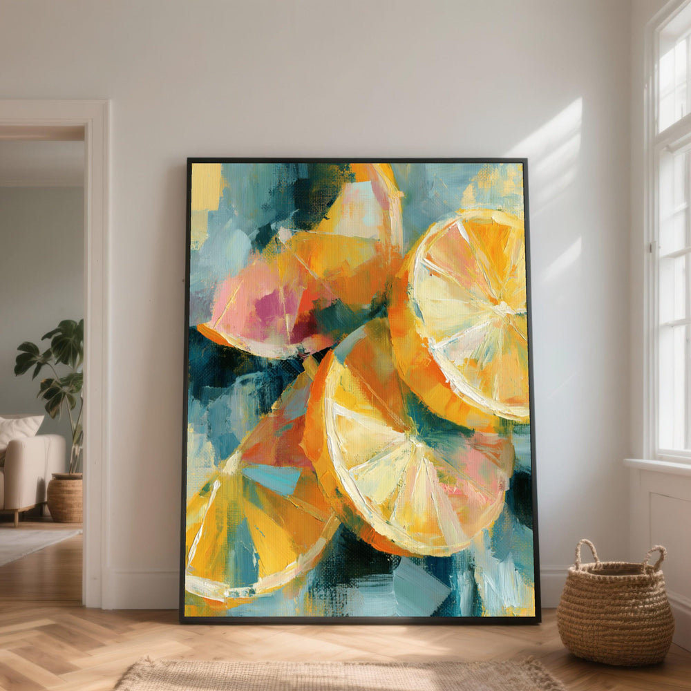 Vibrant Citrus Slices Canvas Wall Art, Modern Abstract Fruit Painting, Colorful Kitchen Decor, Fresh Summer Vibes Canvas, Ready to Hang