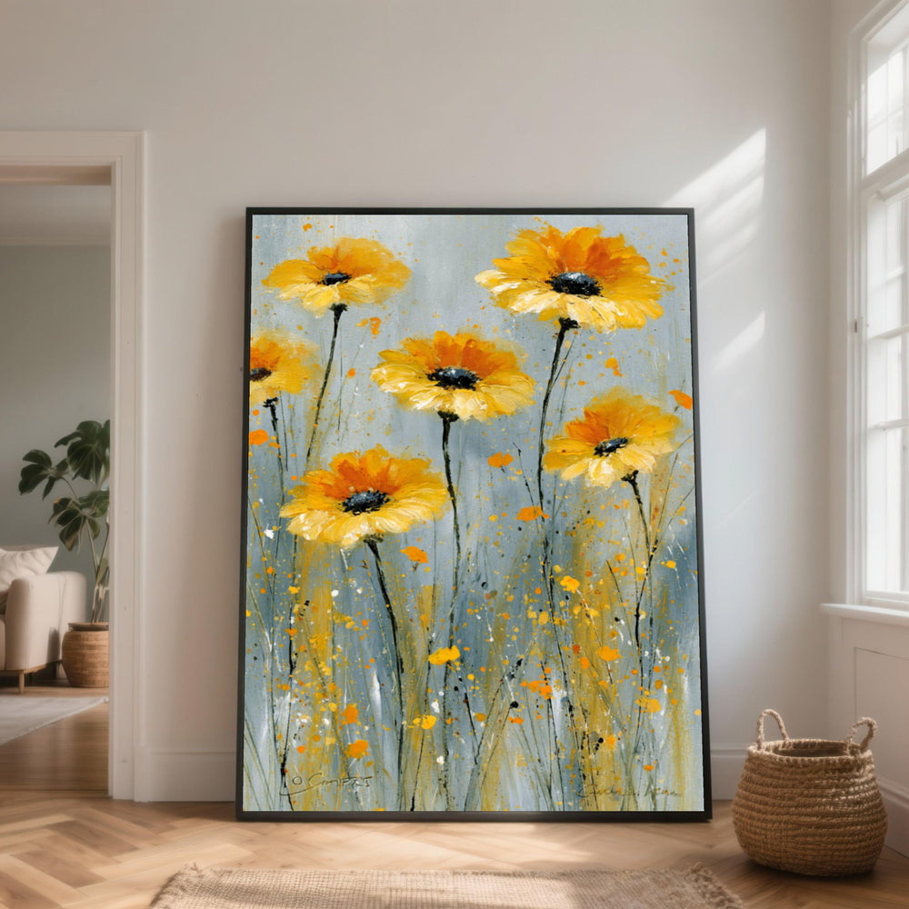 Bright Yellow Daisy Canvas Wall Art, Floral Garden Canvas, Spring Flower Decoration, Modern Nature Canvas