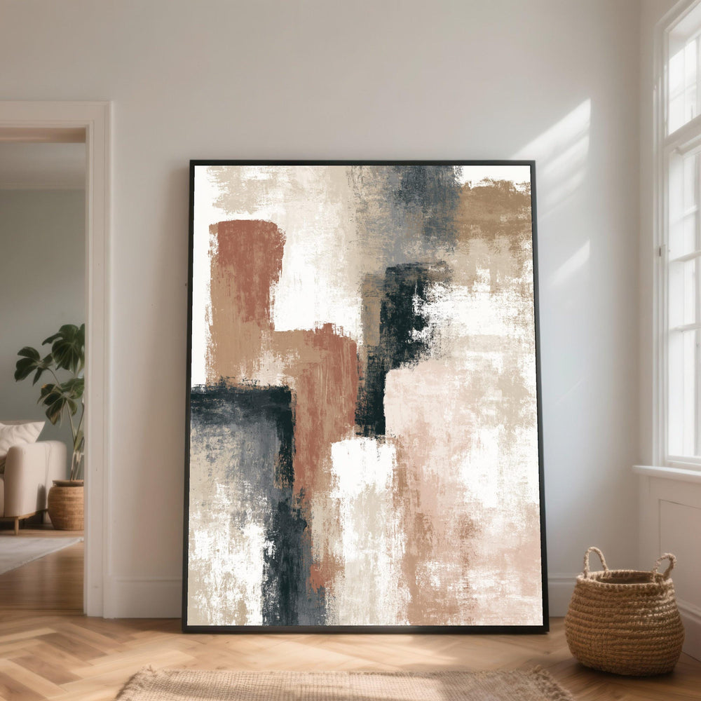 Earth Tone Abstract Canvas Wall Art, Modern Neutral Color Blocks, Rustic Brown and Gray Canvas, Contemporary Home Decoration