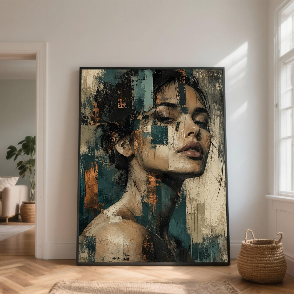 Elegant Woman Portrait Canvas, Modern Abstract Face Art, Contemporary Wall Decoration, Neutral Colors Canvas, Home Gallery Wall Art