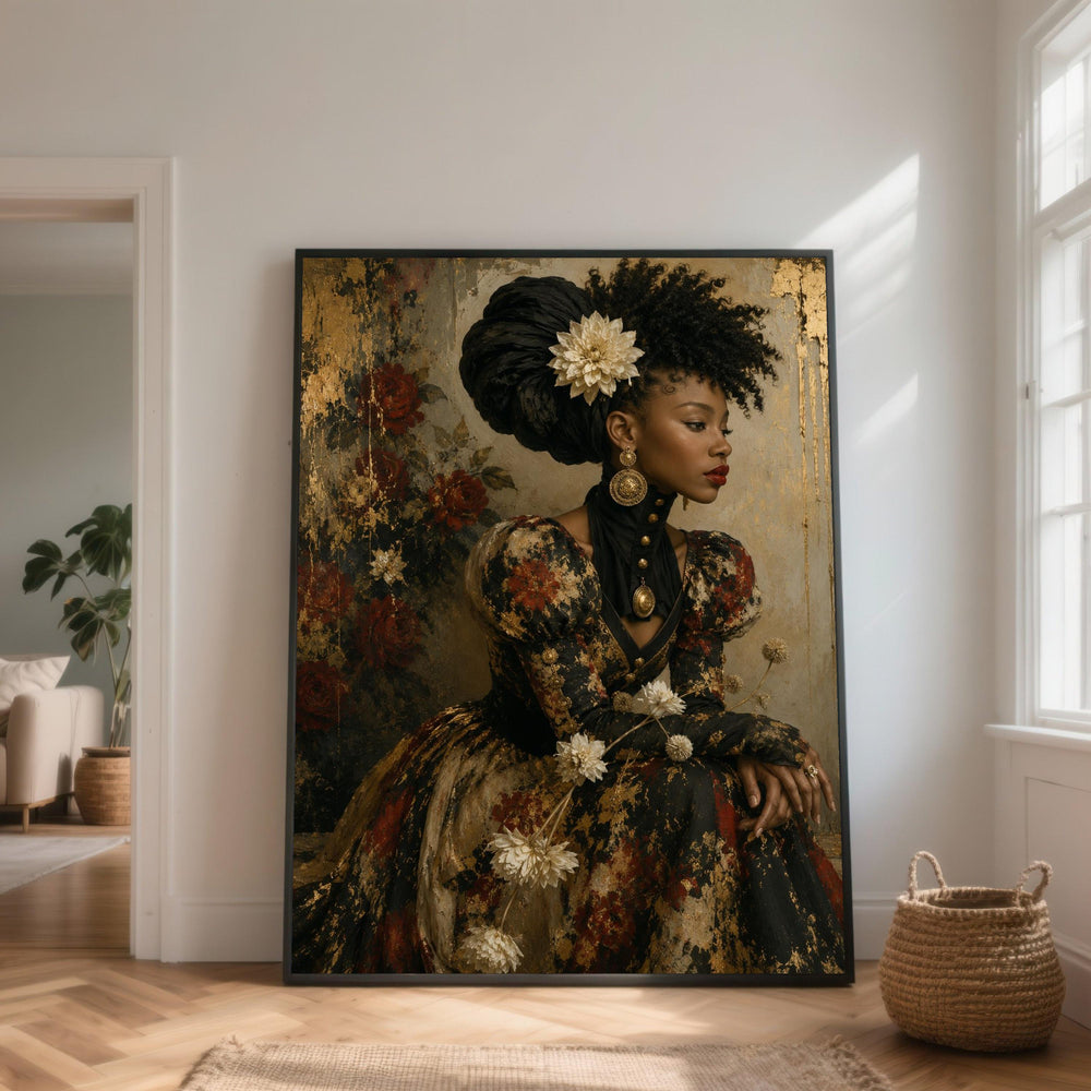 Elegant Victorian Woman Portrait Canvas, Floral Fashion Wall Art, Classic Vintage Style, Decorative Home Artwork, Ready to Hang Canvas
