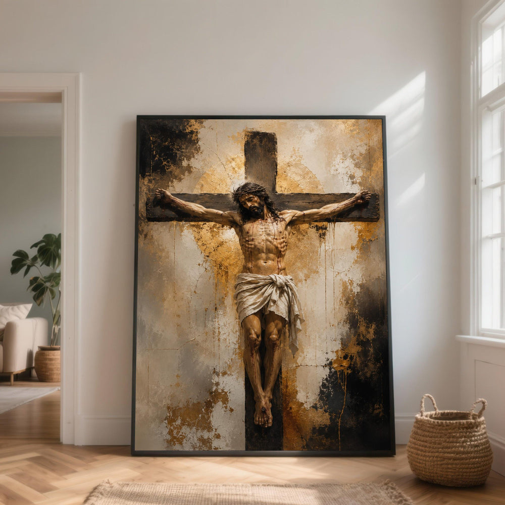 Jesus Christ Crucifixion Canvas Wall Art, Religious Christian Decor, Spiritual Cross Canvas, Faith Inspiration Artwork, Ready to Hang
