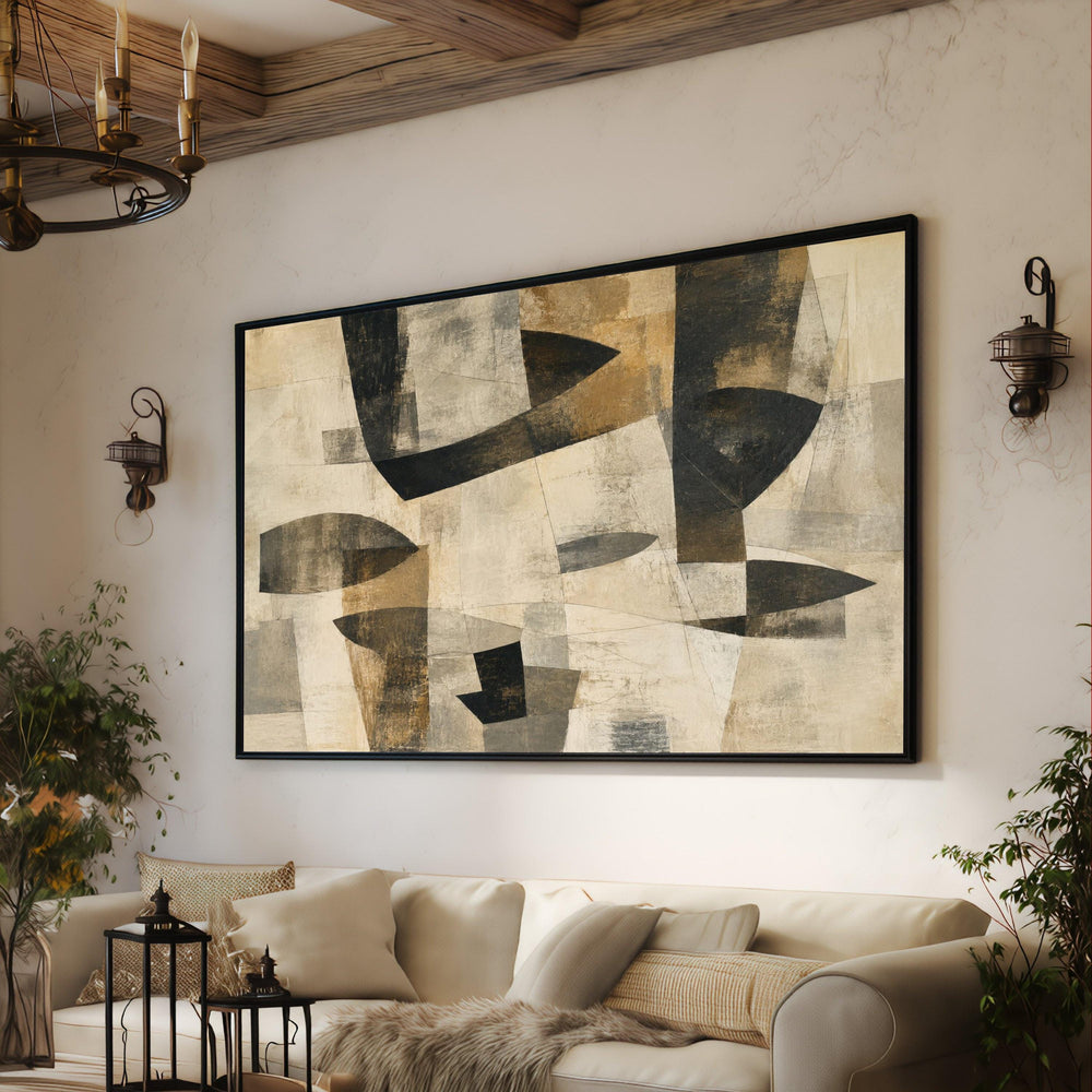Earth Tone Abstract Shapes Canvas, Neutral Color Geometric Wall Art, Modern Contemporary Canvas, Home Decor Artwork, Ready to Hang