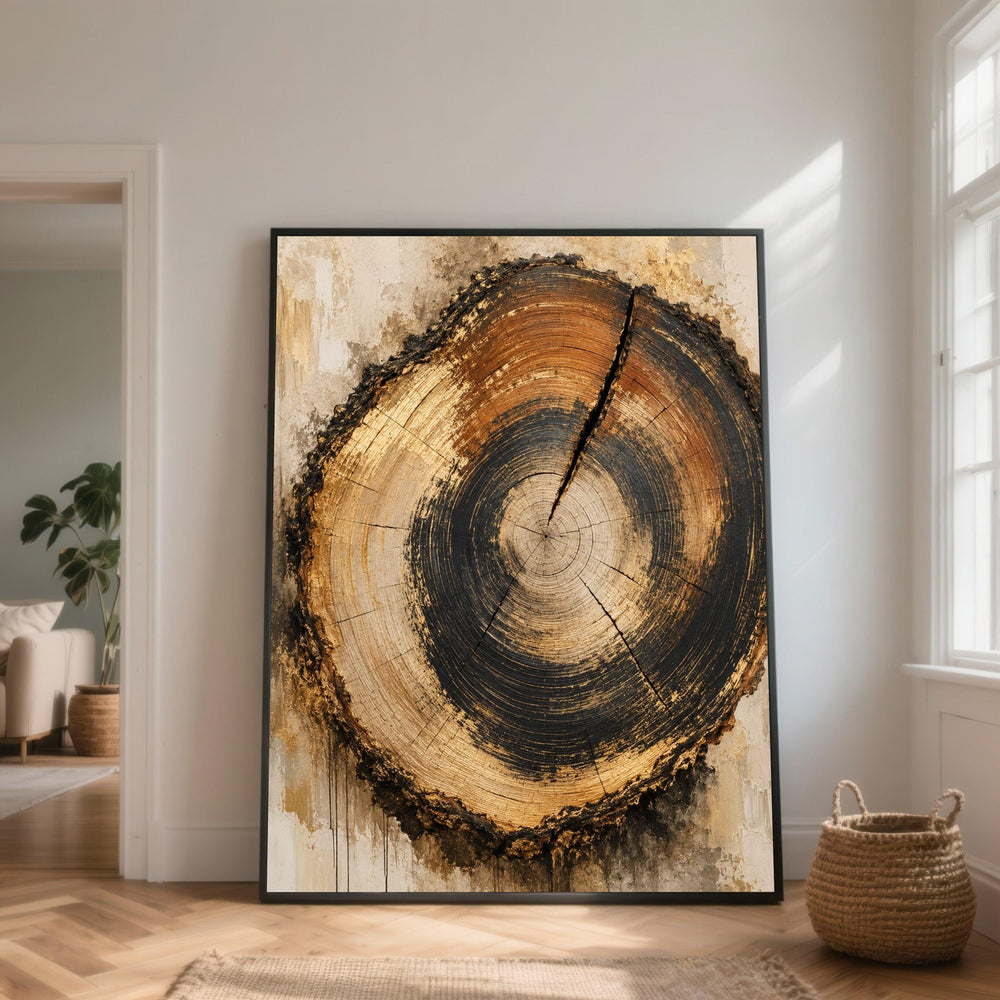 Rustic Tree Ring Canvas Wall Art, Natural Wood Cross Section Print, Earth Tone Home Decor, Organic Nature Canvas, Wall Decoration