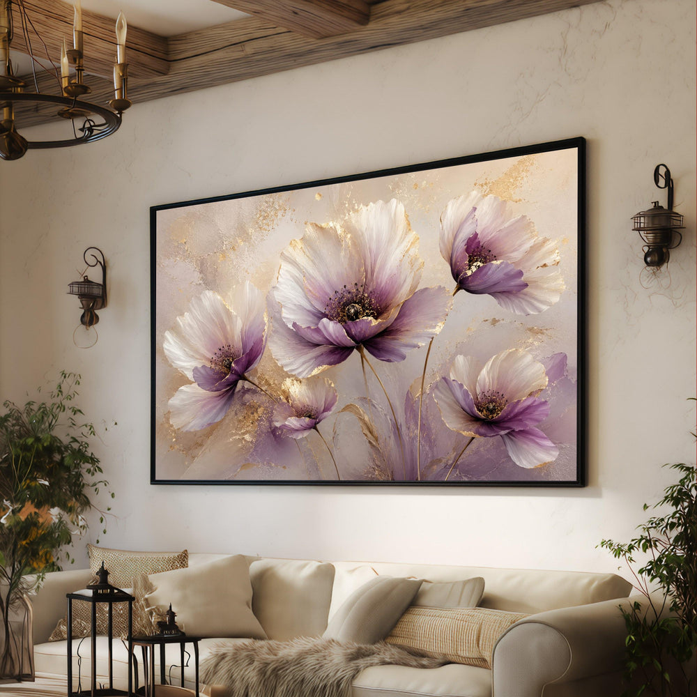 Elegant Purple Bloom Canvas Wall Art, Floral Canvas Print, Soft Flower Decoration, Pastel Home Wall Art, Modern Botanical Canvas