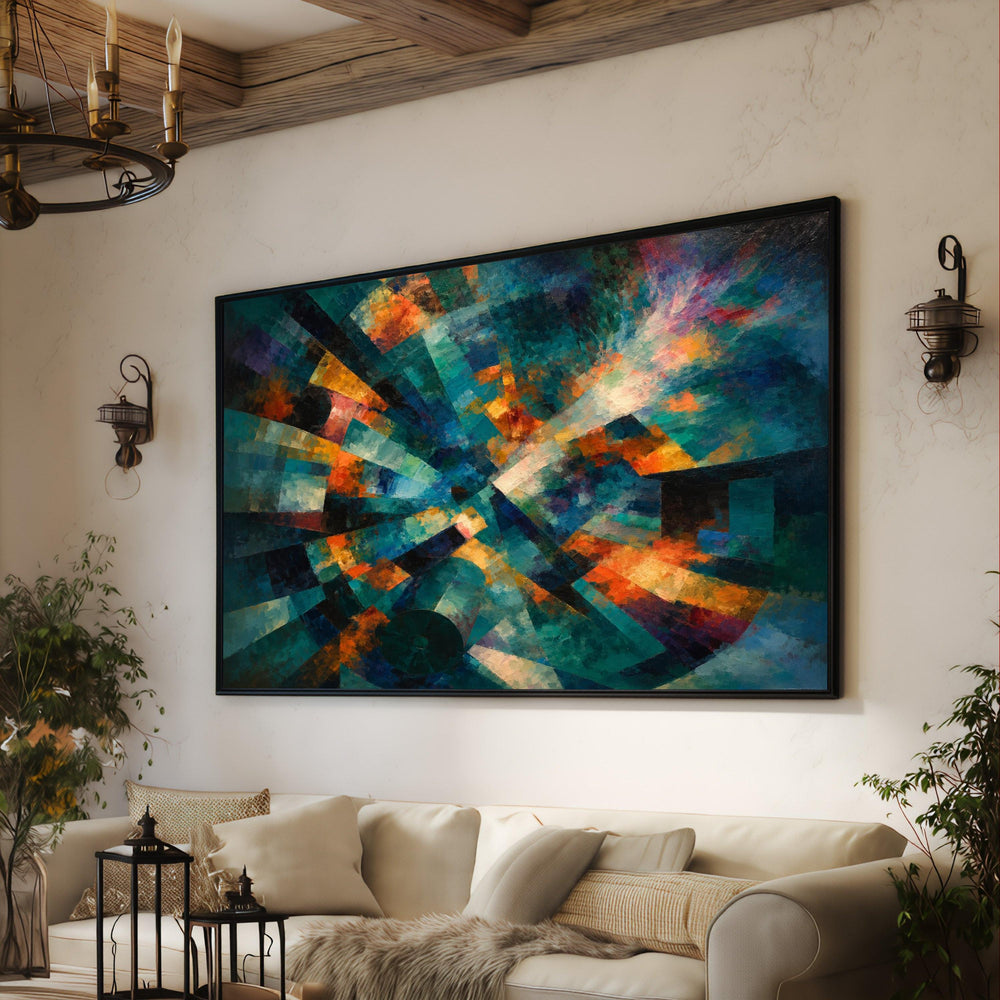 Vibrant Abstract Explosion Canvas, Colorful Geometric Wall Art, Modern Home Decoration, Contemporary Canvas Artwork