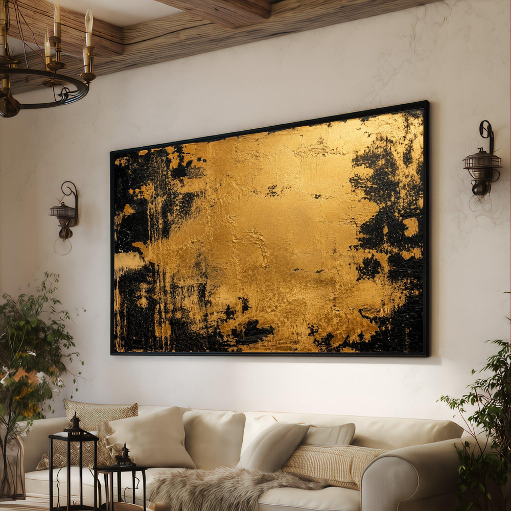 Luxurious Gold and Black Abstract Canvas, Modern Look Wall Art, Elegant Home Decoration Canvas, Premium Contemporary Artwork