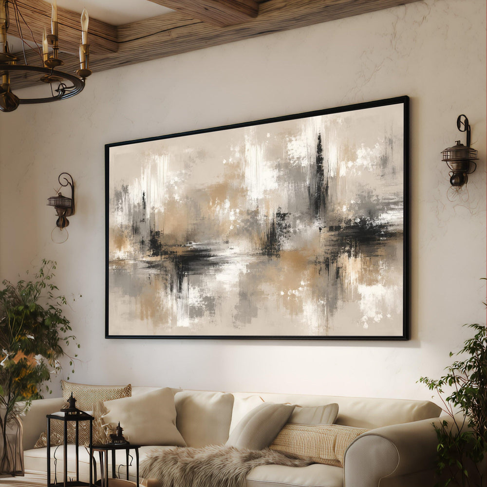 Neutral Abstract Canvas Wall Art, Modern Brown and Gray Home Decor, Contemporary Brushstroke Painting, Large Living Room Canvas