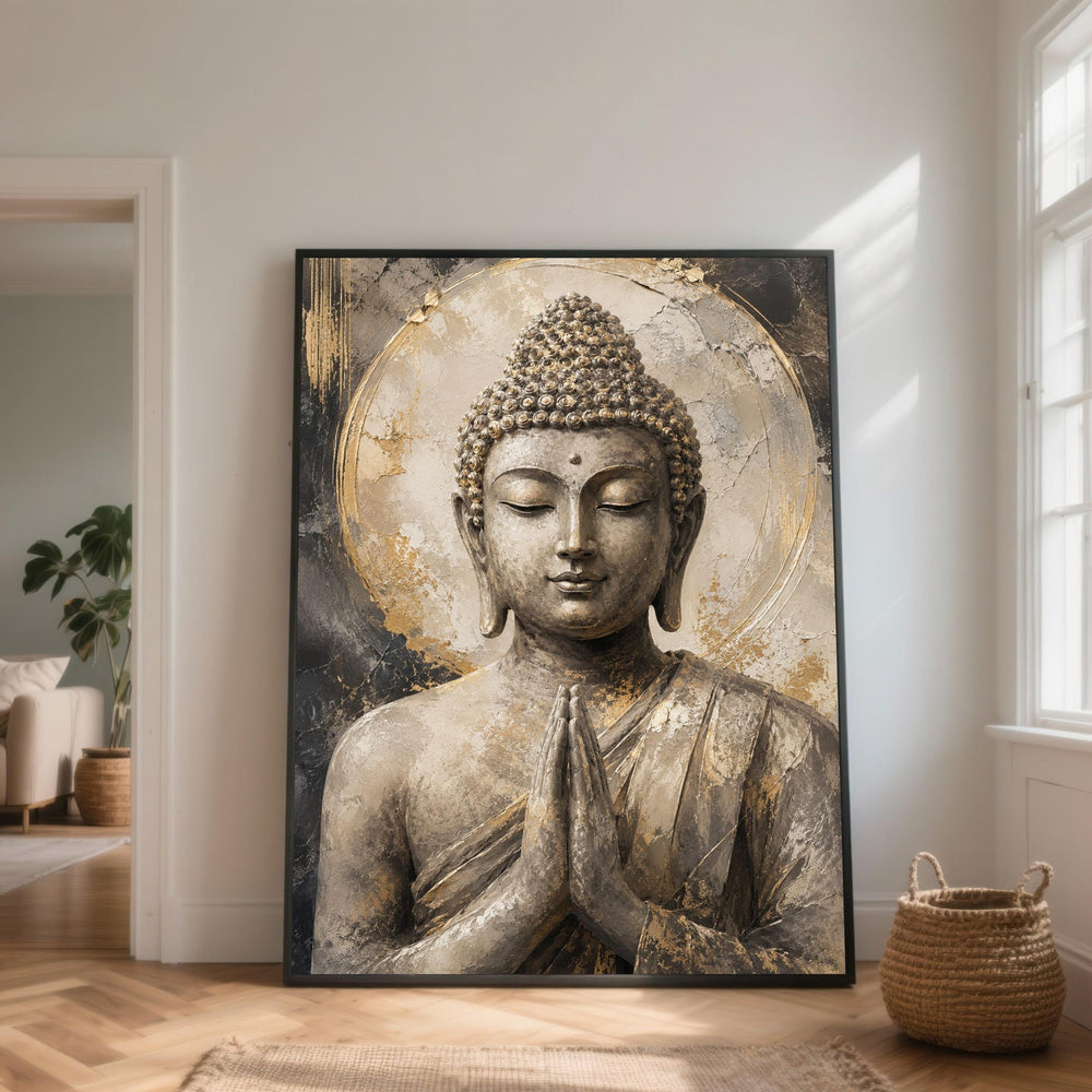 Peaceful Buddha Statue Canvas, Meditation Art Print, Spiritual Home Decor, Zen Wall Art, Tranquil Buddha Canvas, Yoga Room Decoration