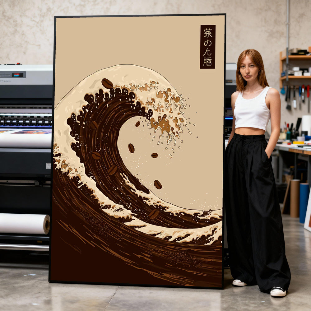 Coffee Wave Canvas Print, Modern Cafe Wall Art