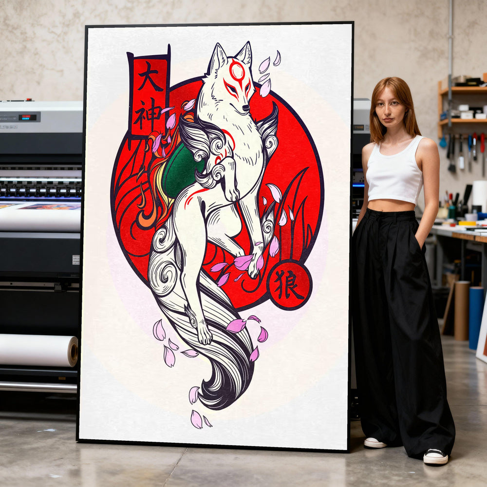 Kitsune Canvas Art, Mystical Fox Spirit, Japanese Mythology Print