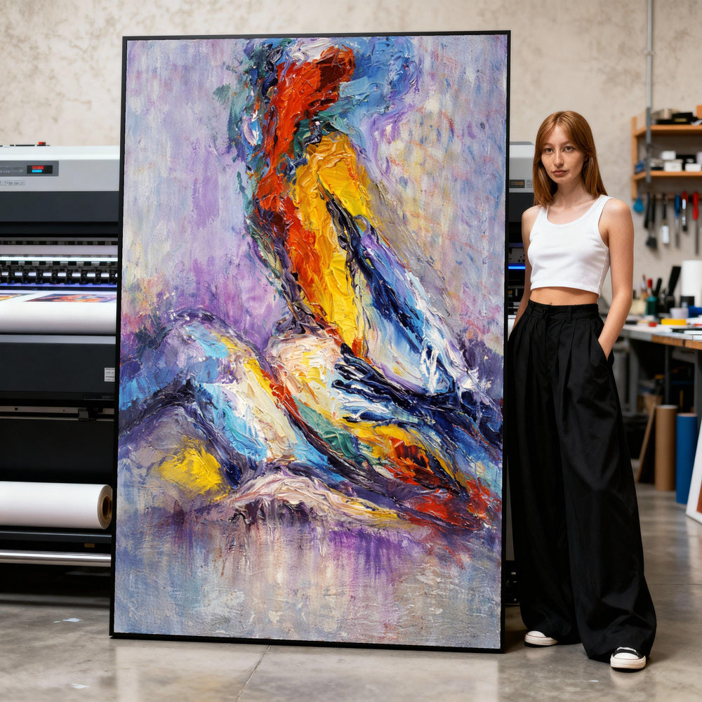 Abstract Colorful Birds Canvas Wall Art, Impasto Painting Vibrant Wildlife Canvas, Modern Home Decor, Ready to Hang Wall Art Print Art