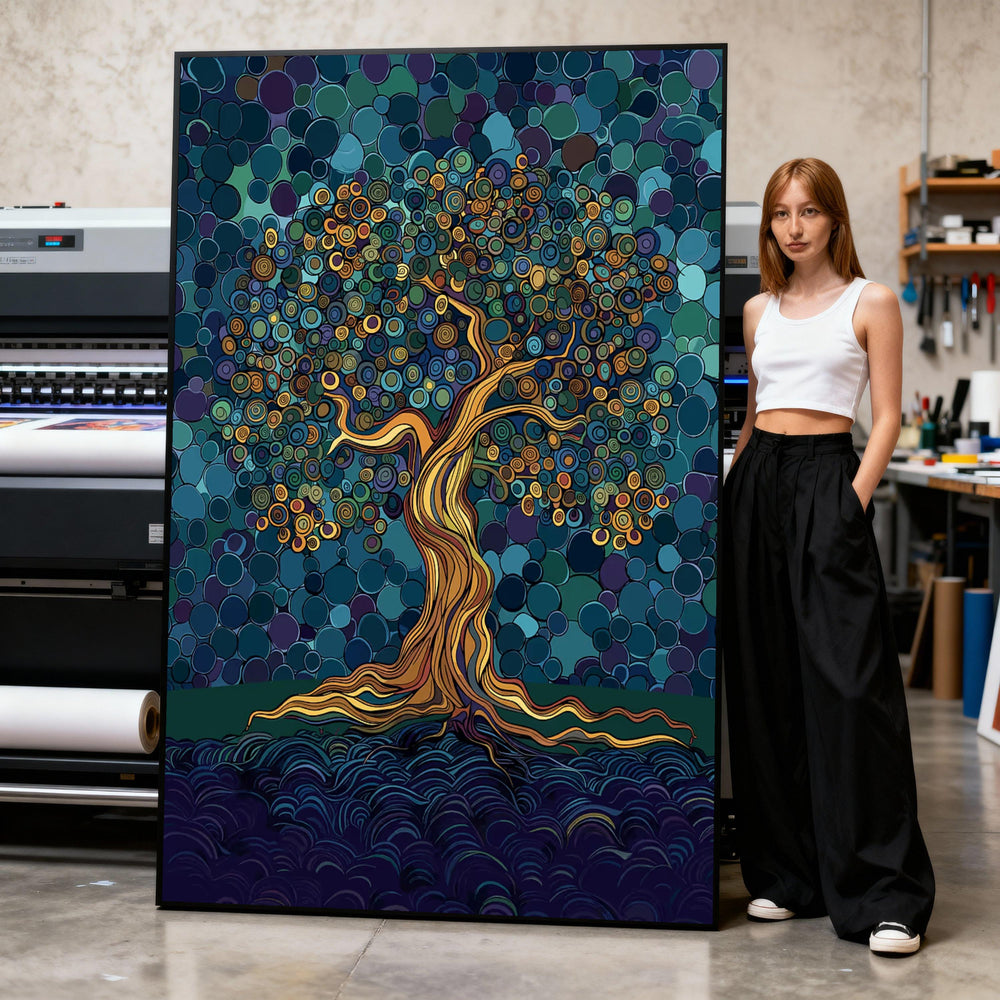 Abstract Tree of Life Canvas, Modern Nature Wall Art, Colorful Woodland Decoration, Framed Canvas Print, Unique Home Canvas Art Print Art
