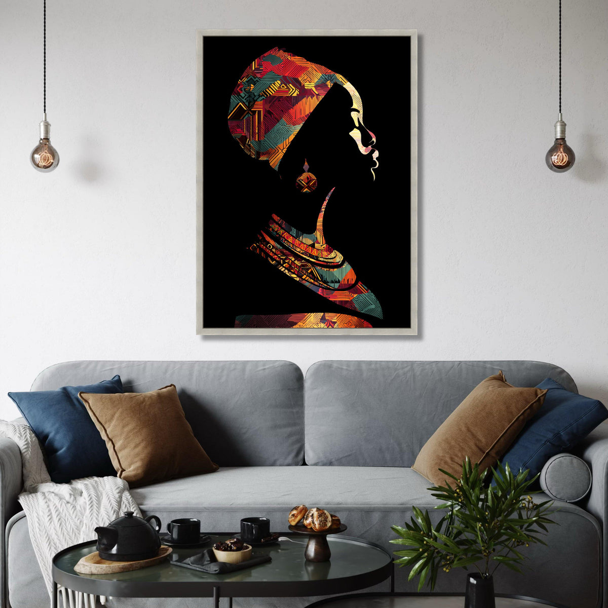 African Woman Canvas Print, Tribal Headwrap Portrait, Ethnic Wall Art