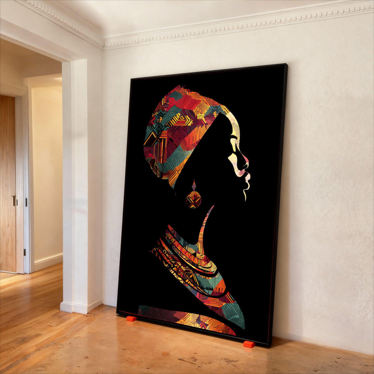 African Woman Canvas Print, Tribal Headwrap Portrait, Ethnic Wall Art