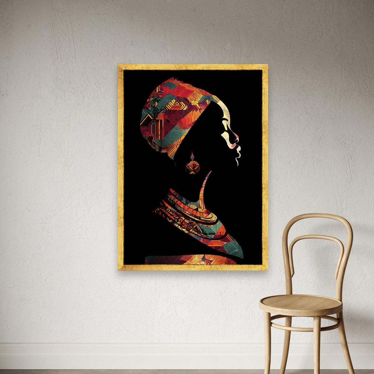 African Woman Canvas Print, Tribal Headwrap Portrait, Ethnic Wall Art