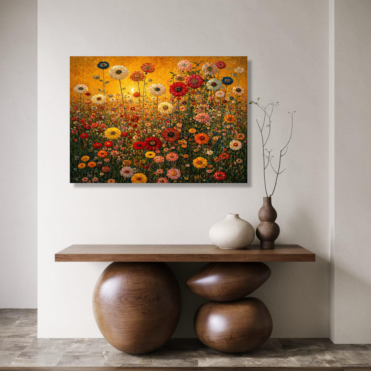Vibrant Wildflower Meadow Canvas, Colorful Floral Field Wall Art, Bright Garden Scene Canvas, Nature Home Decor, Ready to Hang Print Art
