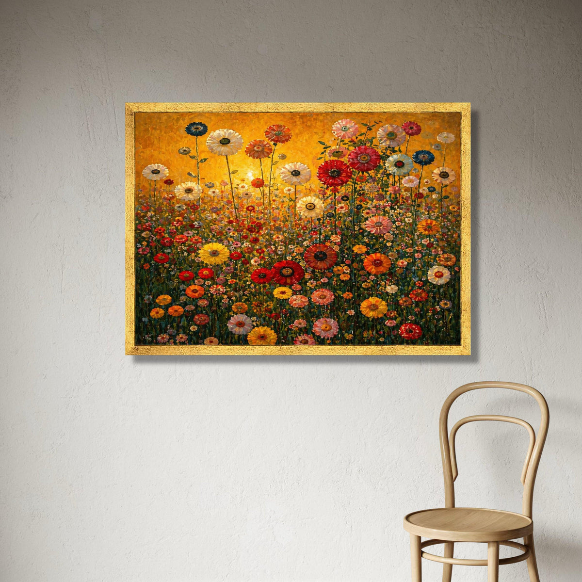 Vibrant Wildflower Meadow Canvas, Colorful Floral Field Wall Art, Bright Garden Scene Canvas, Nature Home Decor, Ready to Hang Print Art
