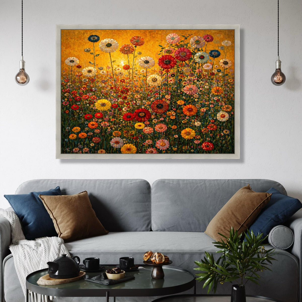 Vibrant Wildflower Meadow Canvas, Colorful Floral Field Wall Art, Bright Garden Scene Canvas, Nature Home Decor, Ready to Hang Print Art