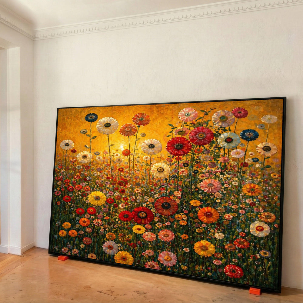 Vibrant Wildflower Meadow Canvas, Colorful Floral Field Wall Art, Bright Garden Scene Canvas, Nature Home Decor, Ready to Hang Print Art