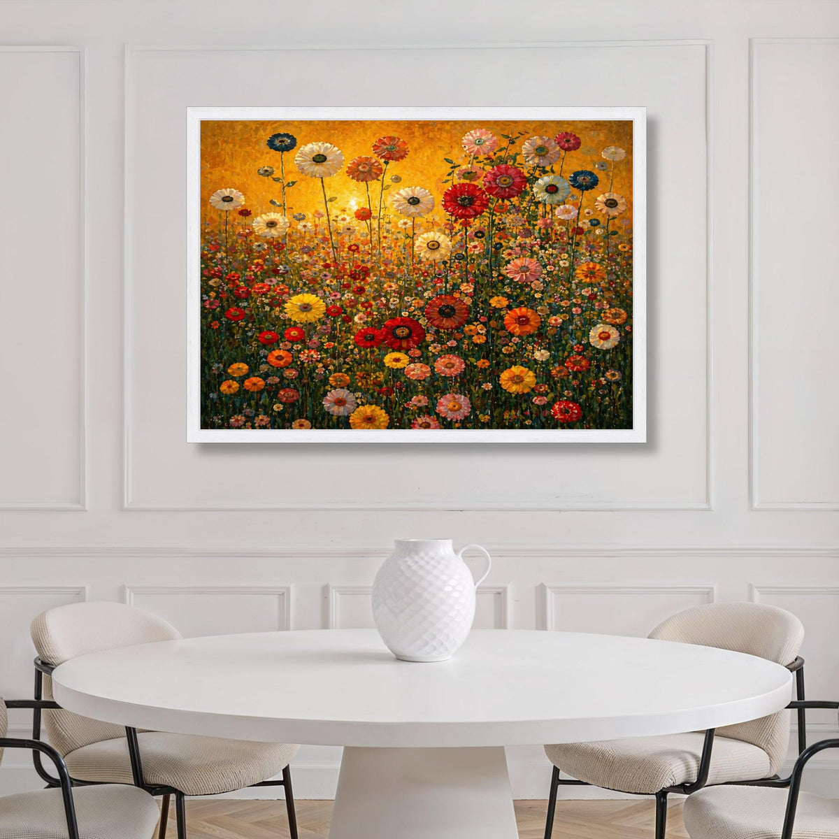 Vibrant Wildflower Meadow Canvas, Colorful Floral Field Wall Art, Bright Garden Scene Canvas, Nature Home Decor, Ready to Hang Print Art