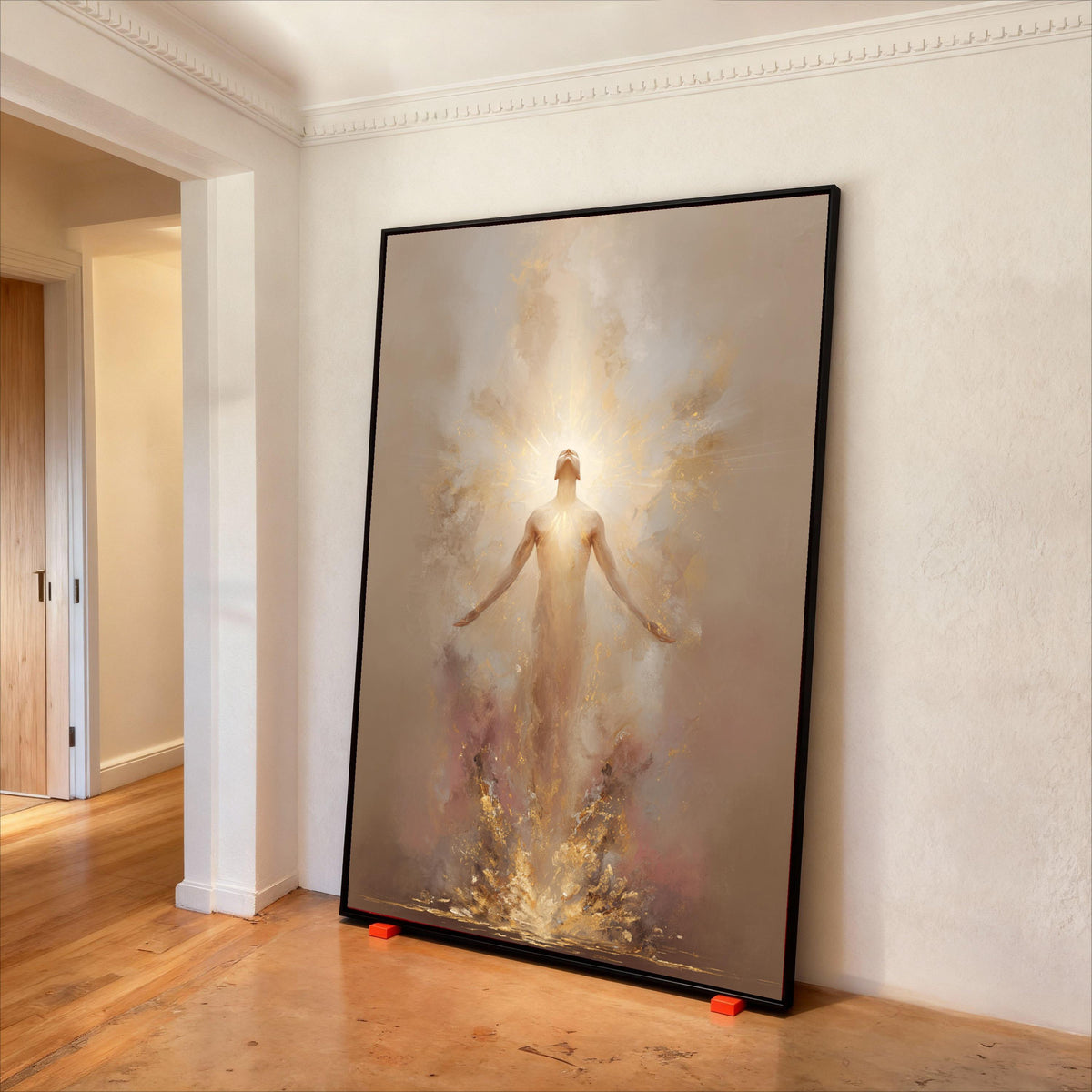 Radiant Ascension Canvas, Spiritual Glow Wall Art, Abstract Human Figure, Light Explosion Canvas, Inspirational Home Decor Print Art