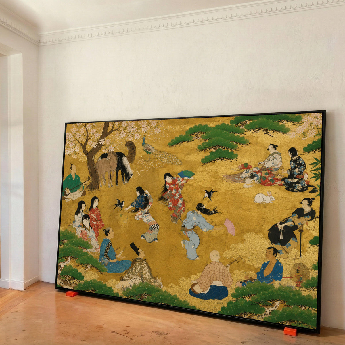 Traditional Japanese Festival Scene Canvas, Kimono Dancers Wall Art, Cultural Heritage Illustration, Asian Historical Canvas, Home Print Art