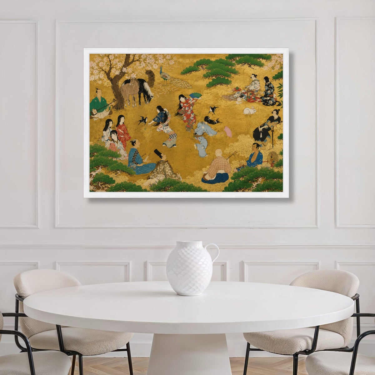Traditional Japanese Festival Scene Canvas, Kimono Dancers Wall Art, Cultural Heritage Illustration, Asian Historical Canvas, Home Print Art