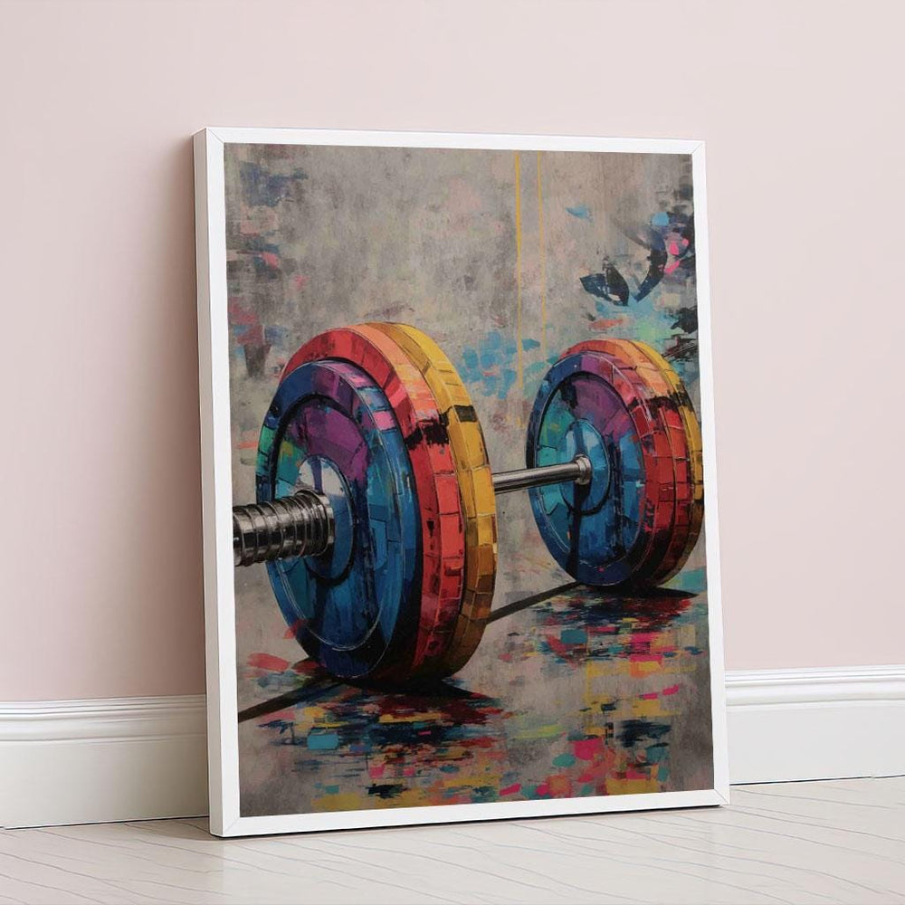 Colorful Barbell Canvas Wall Art Print  Vibrant Modern Gym Decor  Statement Piece for Fitness Enthusiasts