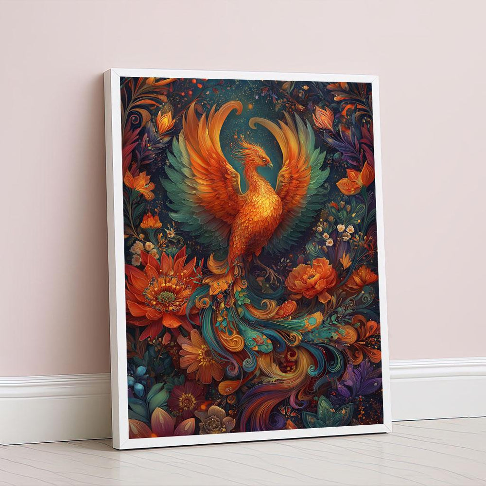 Majestic Phoenix Fantasy Canvas Wall Art Print  Vibrant Living Room Decor  Statement Piece for Modern Art Lovers
