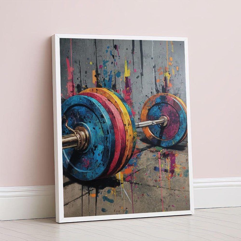 Colorful Barbell Abstract Canvas Wall Art Print  Modern Fitness Living Room Decor  Ready to Hang Statement Piece
