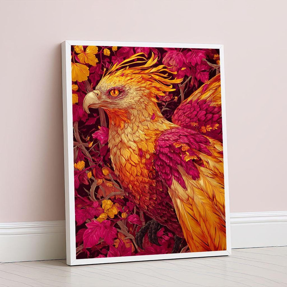 Vibrant Phoenix Canvas Wall Art Print  Bold Mythical Creature Living Room Decor  Statement Piece