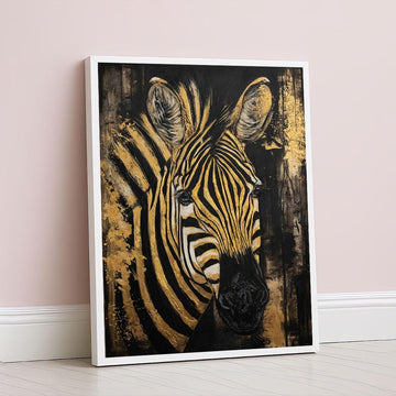 Image 1 of Bold Zebra Portrait Canvas Wall Art Print | Modern African Wildlife Bedroom Wall Decor | Statement Piece